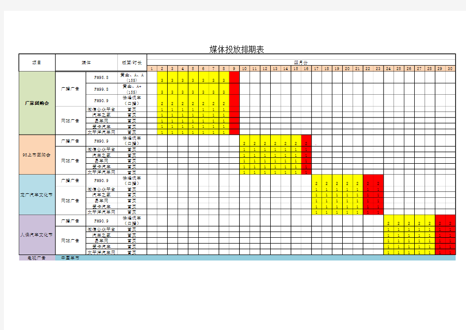 媒体投放排期表