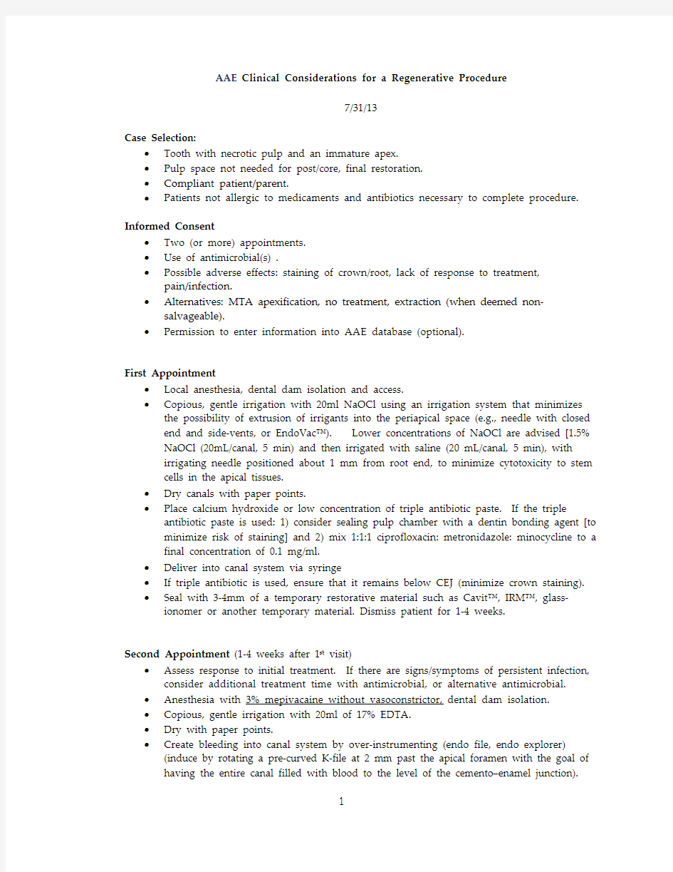 2016-3-20,AAE clinical consideration for a regenarative procedure