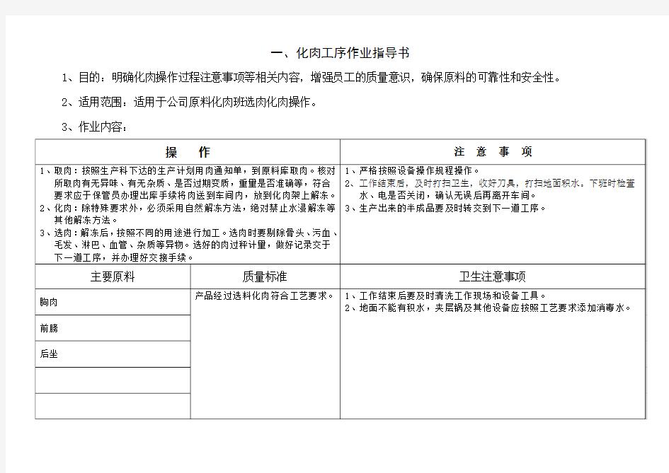 肉制品厂作业指导书