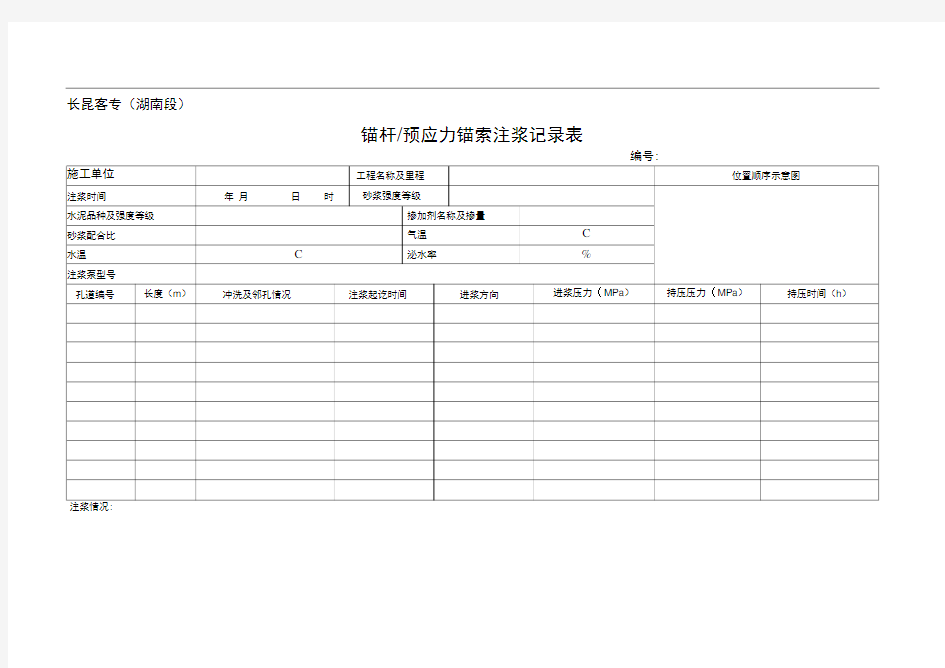 07锚杆预应力锚索注浆施工记录表