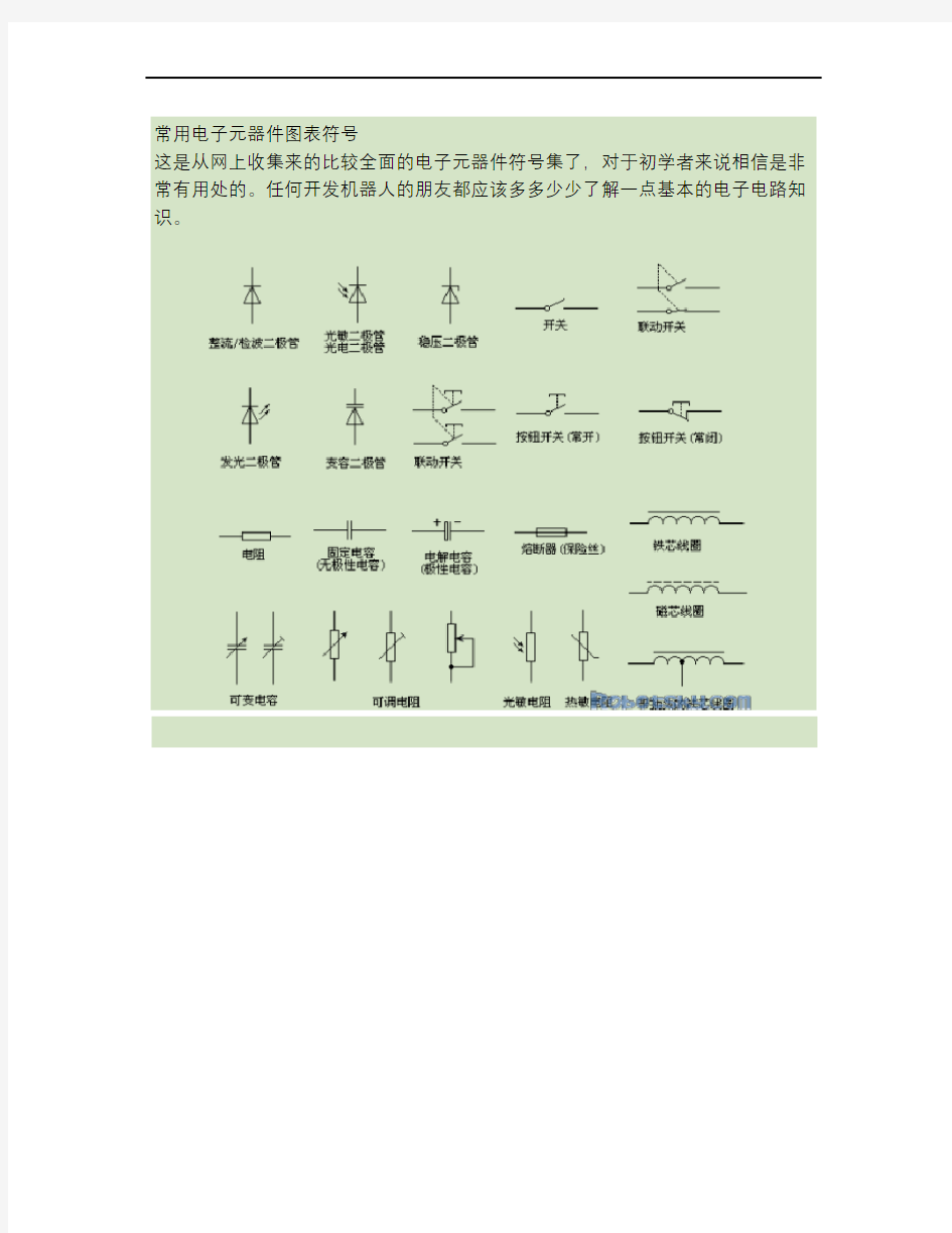 常用电子元器件图表符号