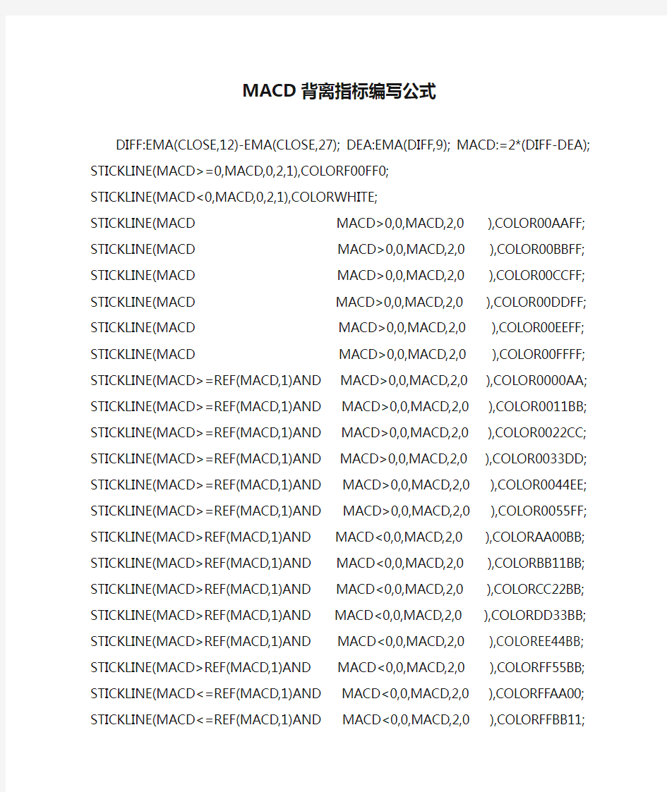 MACD背离指标编写公式