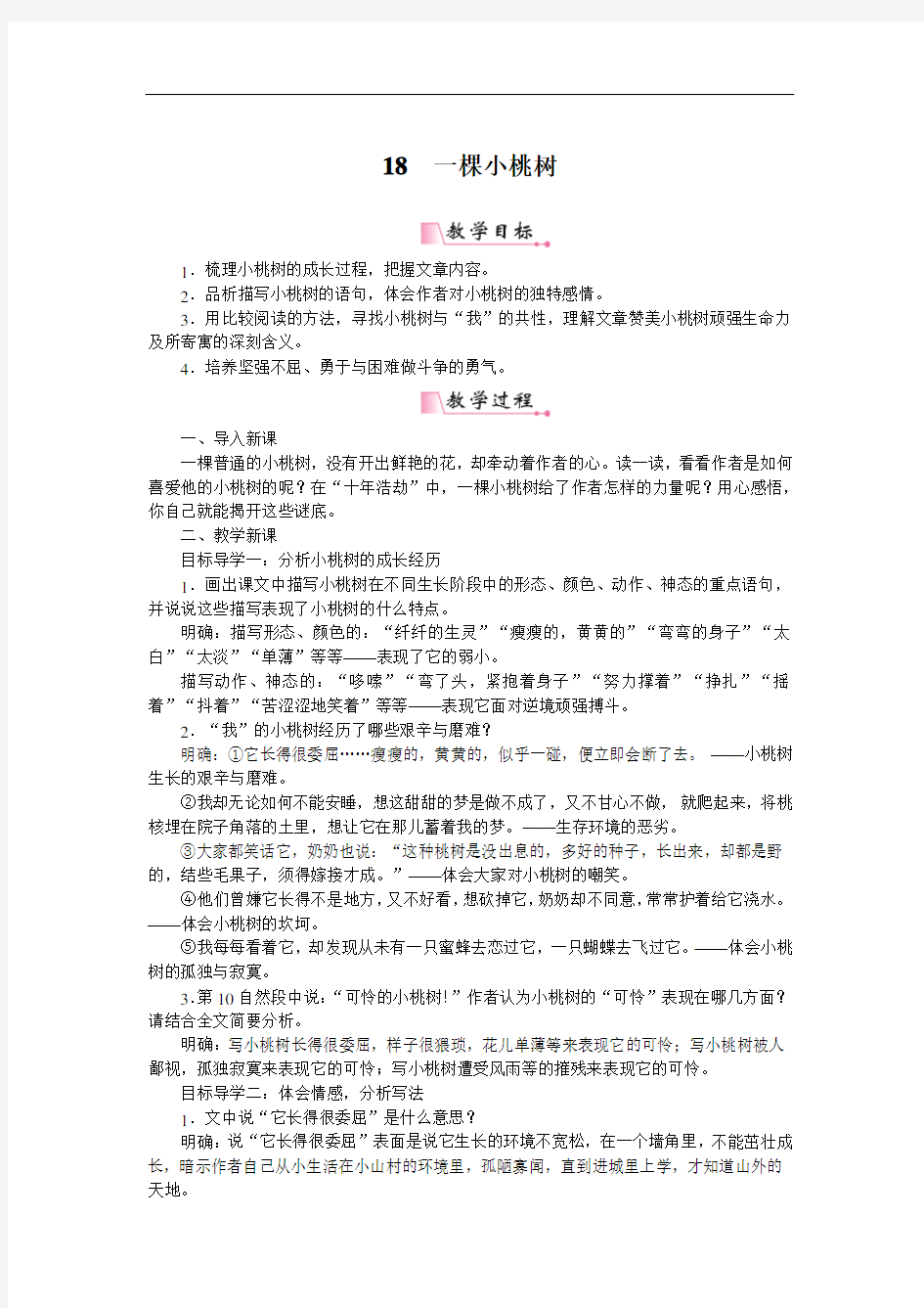 一棵小桃树 获奖【一等奖教案】 