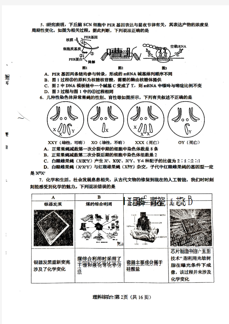 2020年河南省六市联考高三一模理科综合试卷+答案