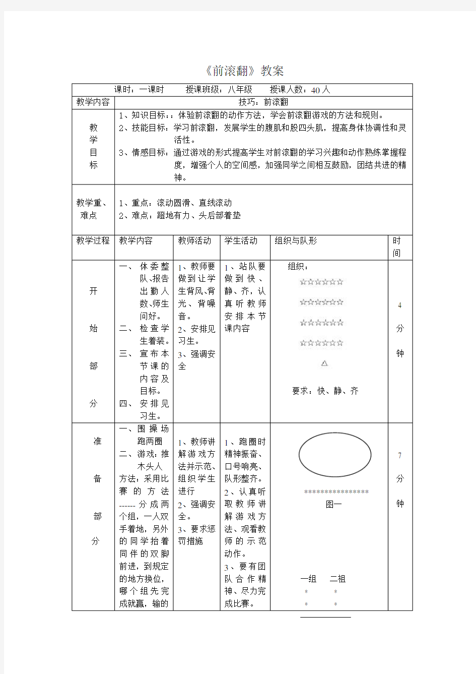 体操前滚翻教案