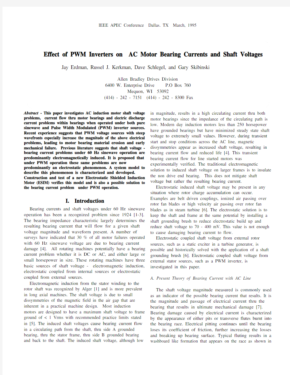 Effect of PWM Inverters on AC Motor Bearing Currents and Shaft -AB