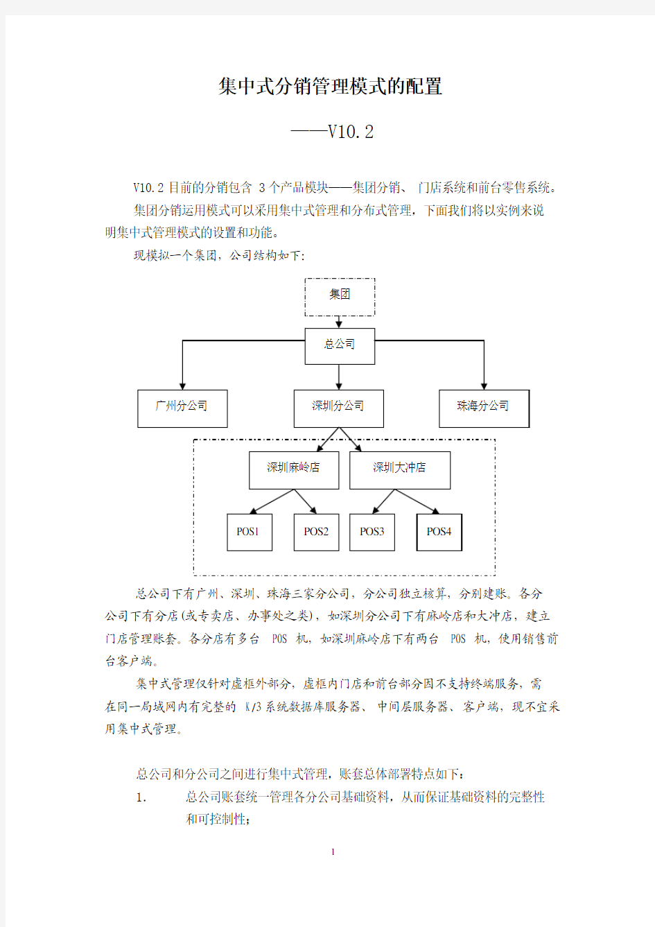 集中式分销管理模式的配置