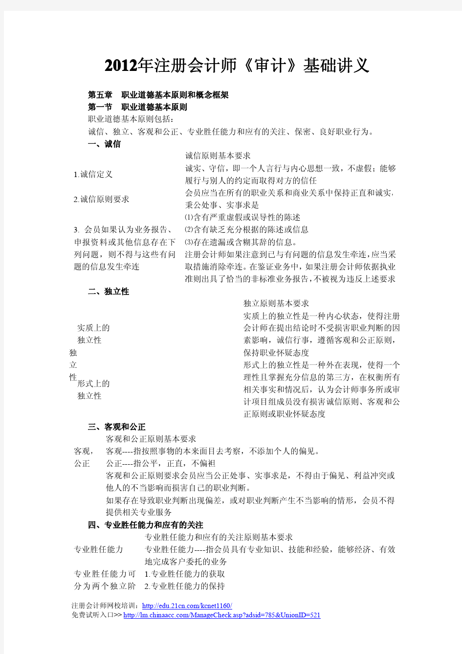 职业道德基本原则注册会计师考点解析