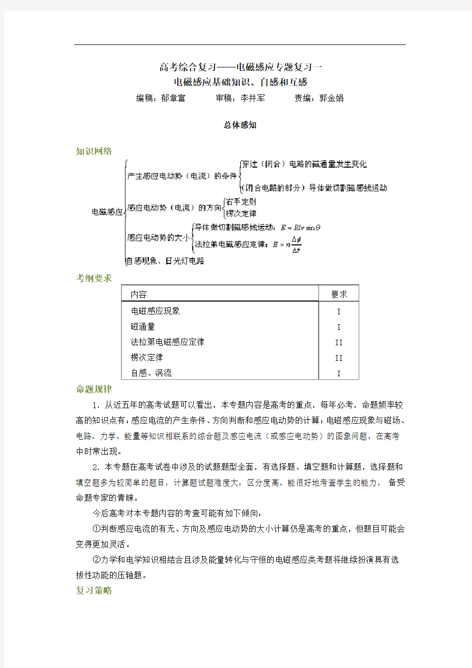 高中物理电磁感应专题复习