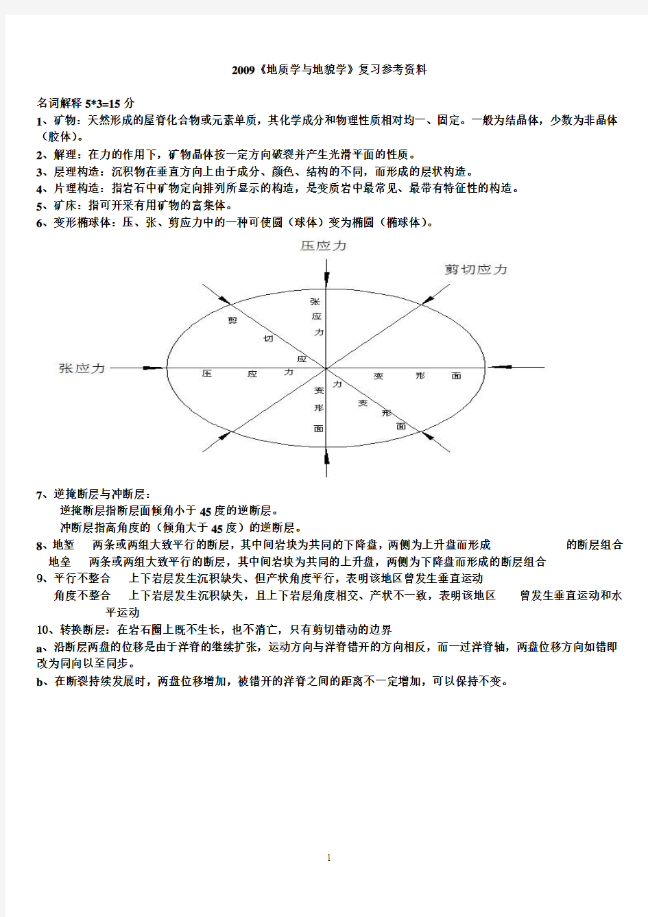 2009《地质学与地貌学》复习参考资料