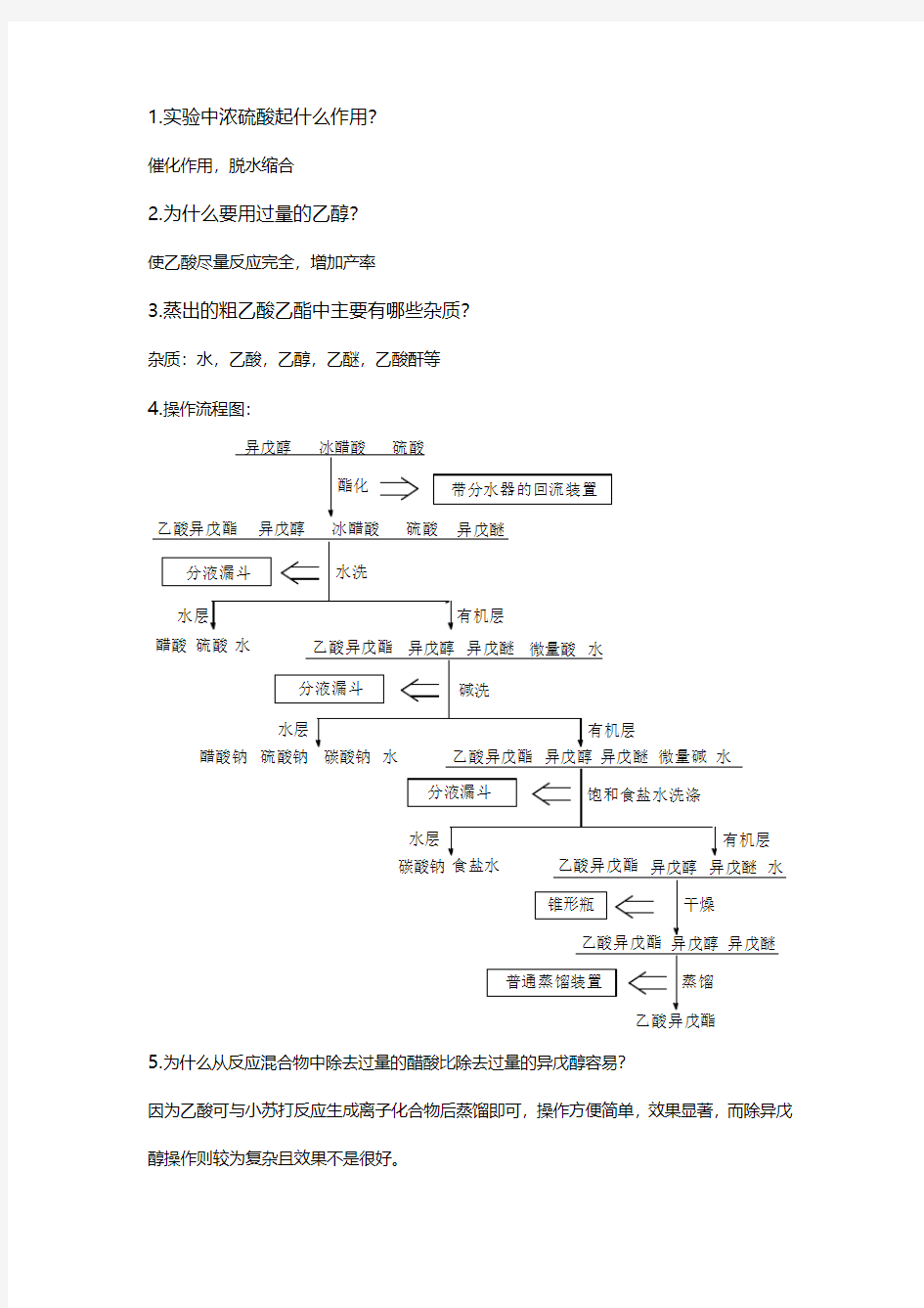 乙酸异戊酯实验思考题