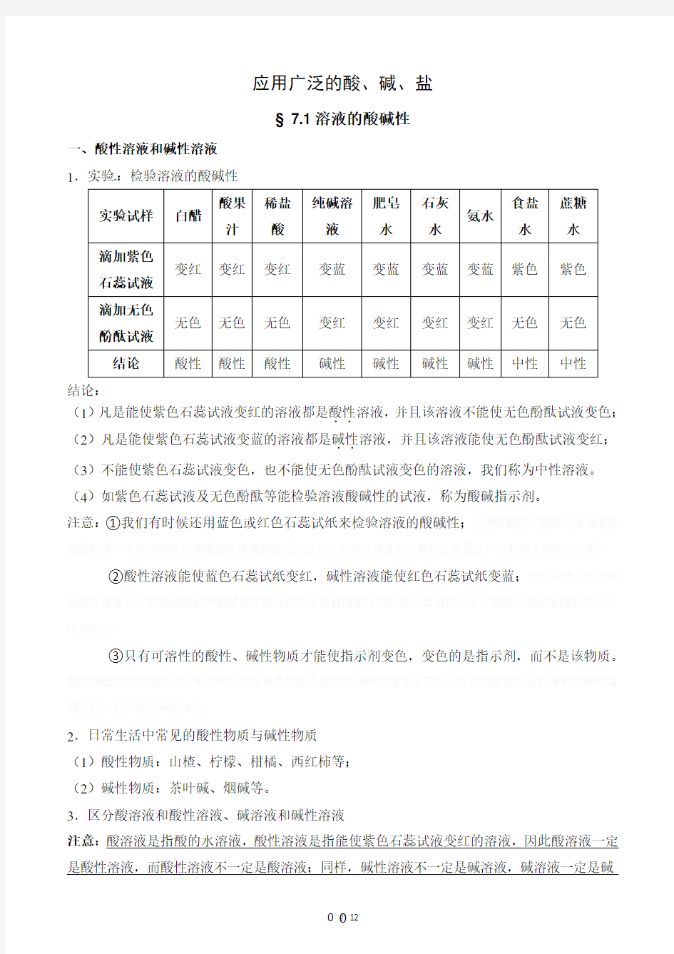 初三化学酸碱盐知识点(最全整理版)