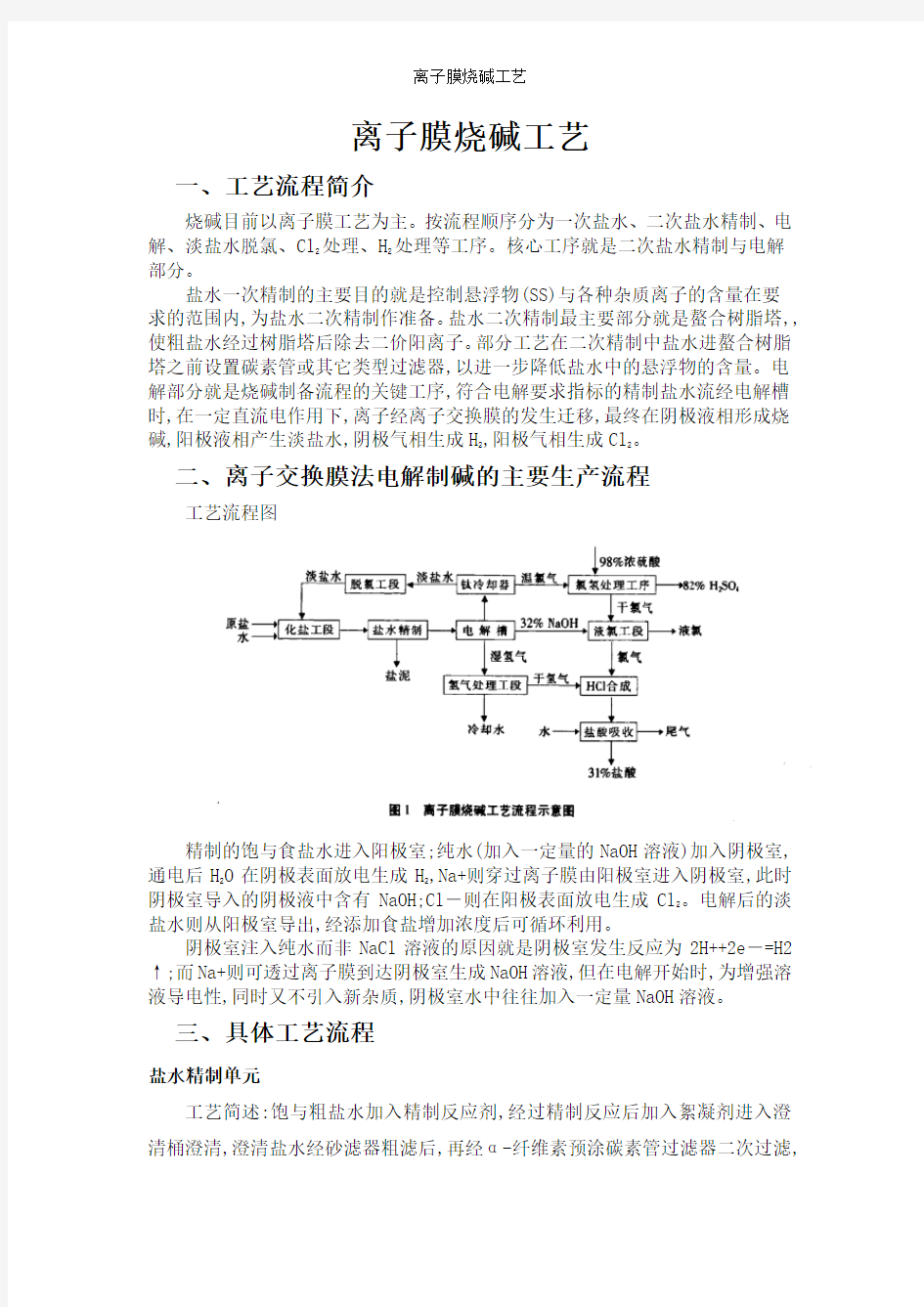 离子膜烧碱工艺