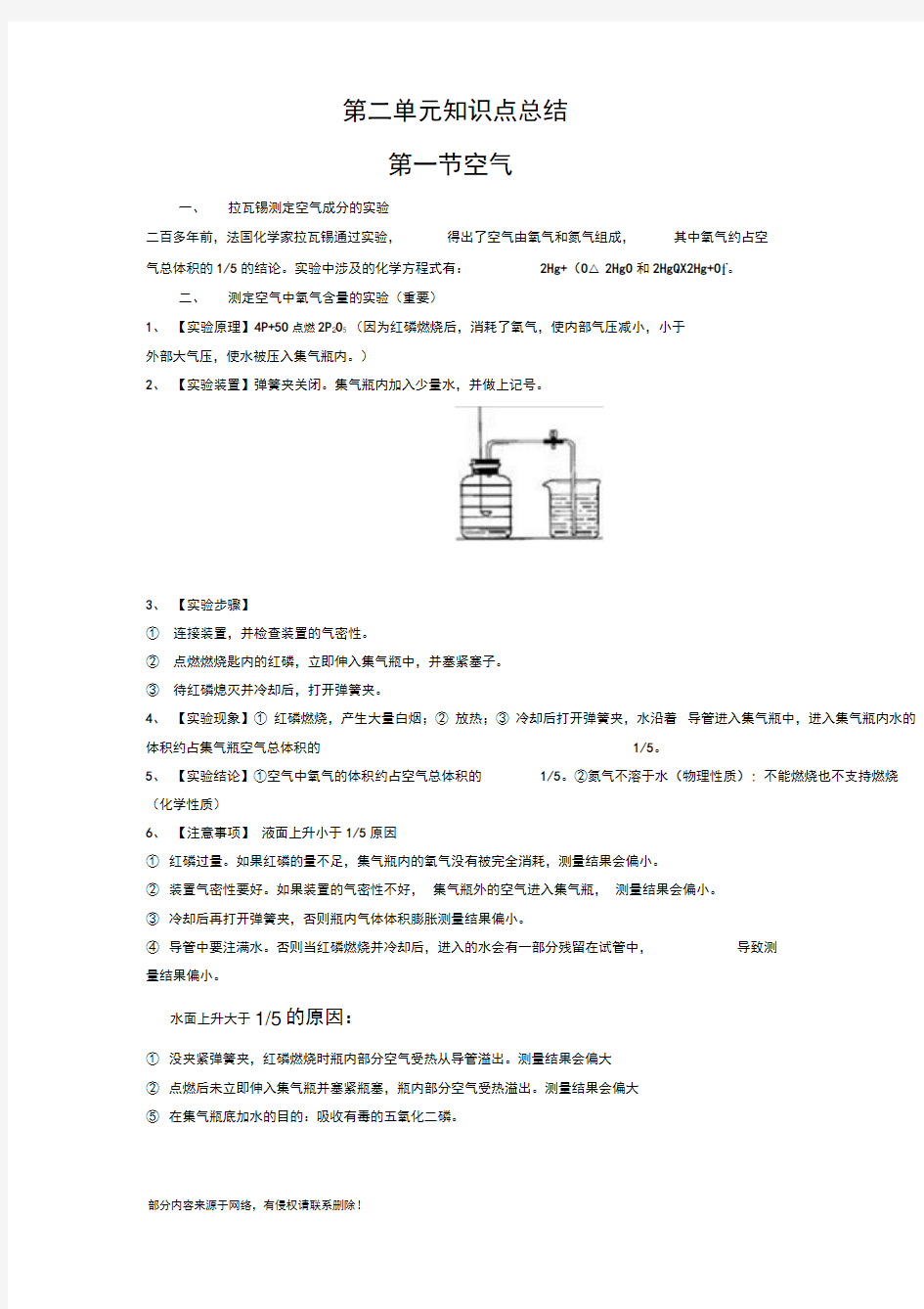 第二单元空气知识点总结