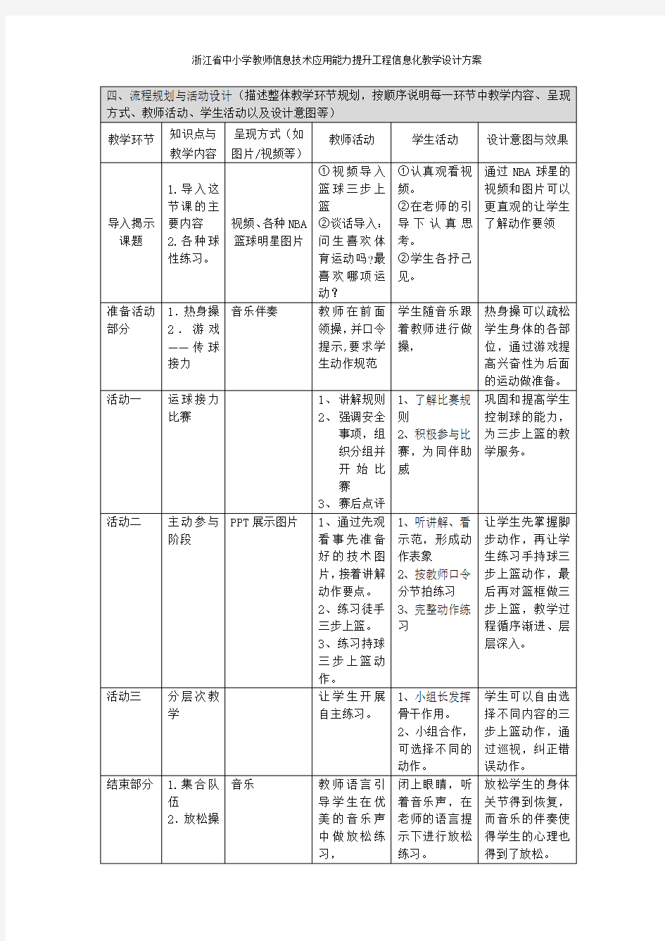 篮球教案信息化教学设计