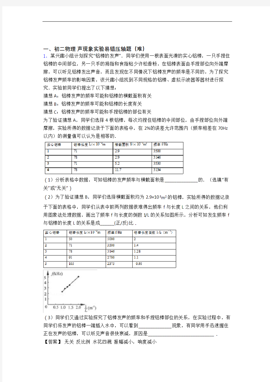 北京回民学校物理声现象实验单元测试题(Word版 含解析)