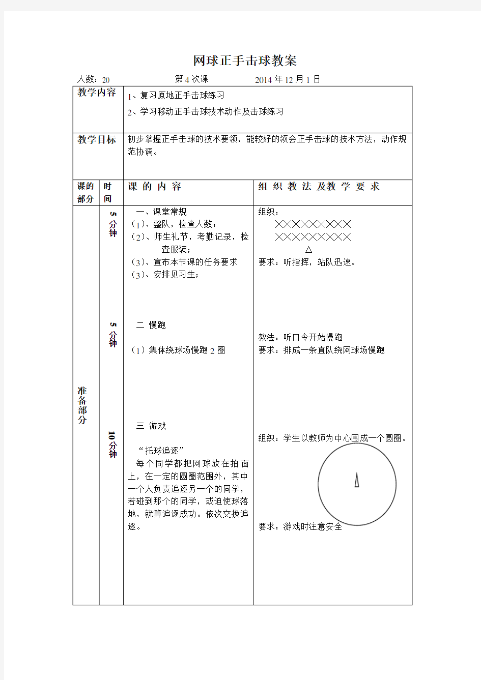 网球正手击球教案