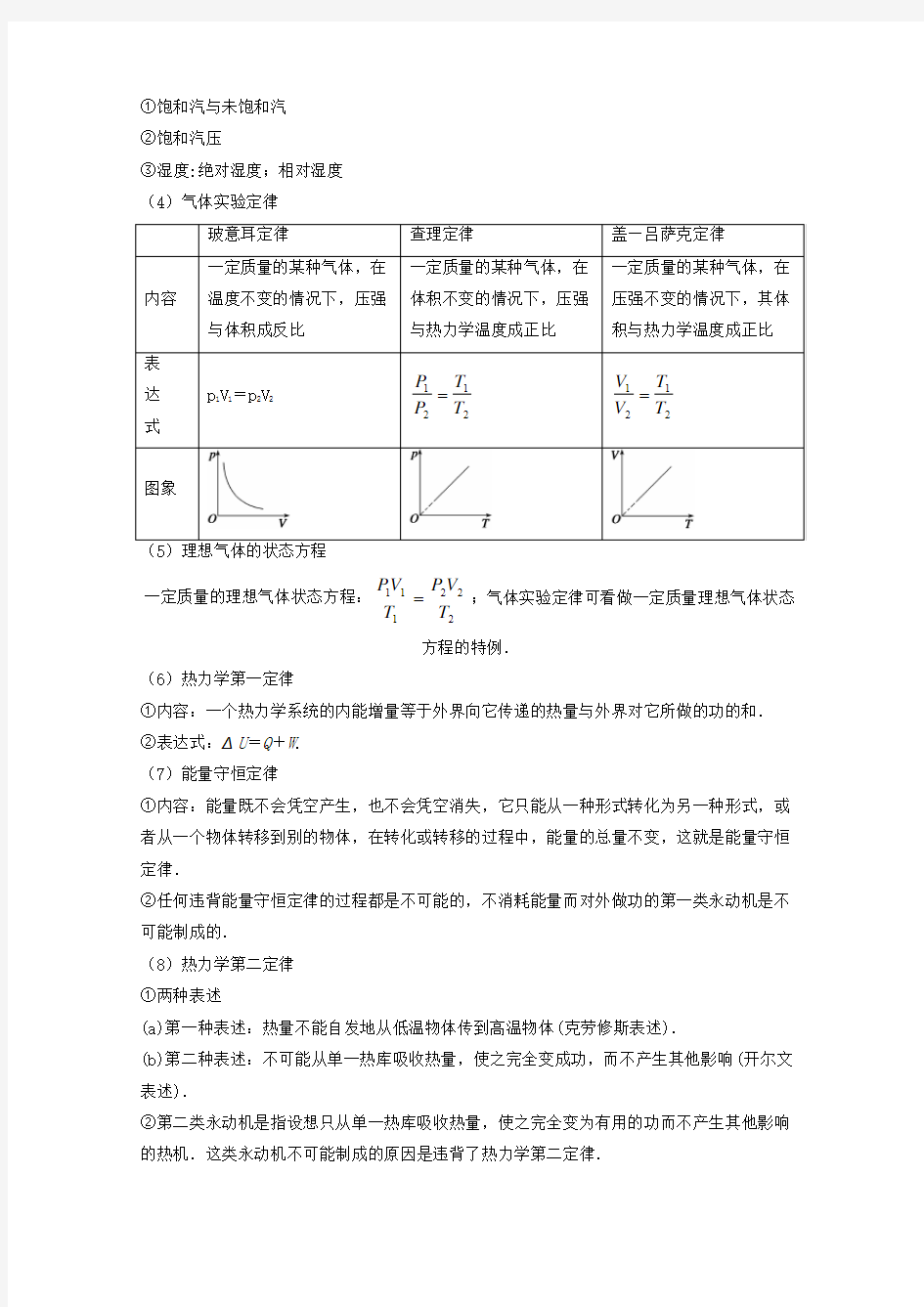 2016年高考物理备考艺体生百日突围系列专题11固体液体气体与能量守恒含解析