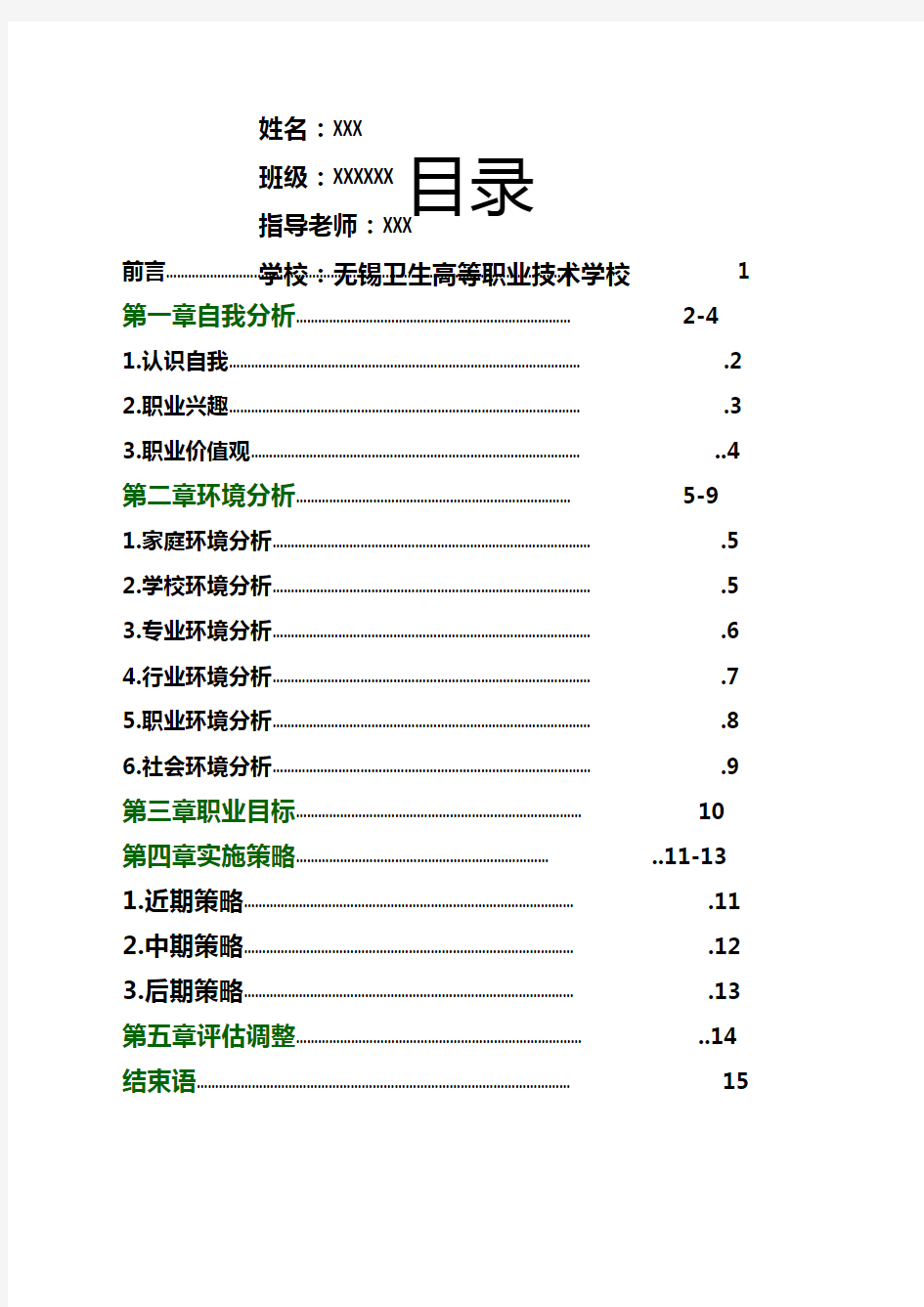 高职药学专业职业生涯规划书