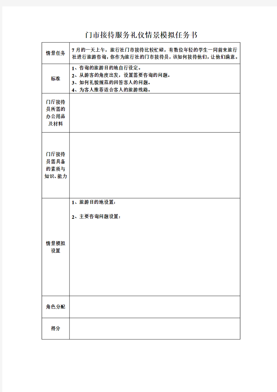 情景模拟：门市接待 导游处理问题