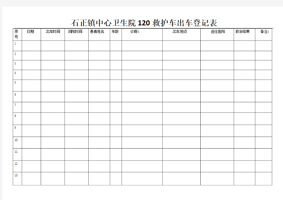 120救护车登记表