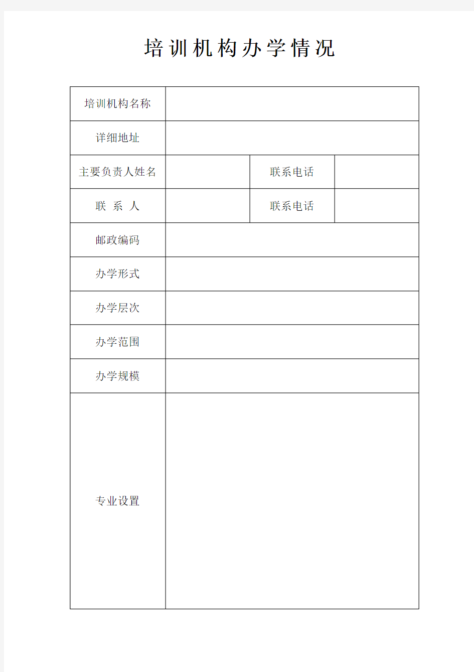 培训机构办学情况