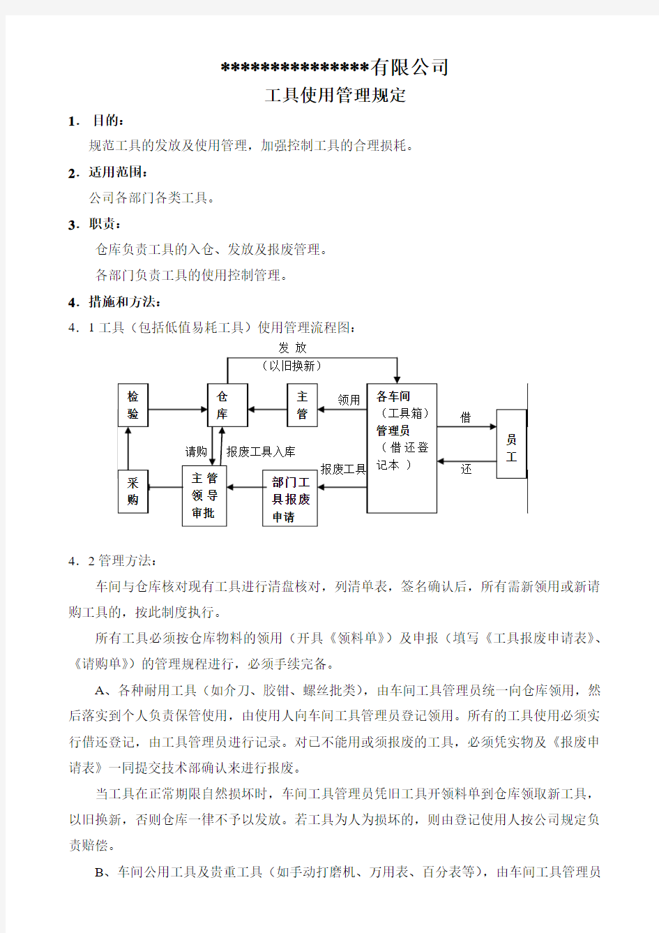 工具使用管理规定