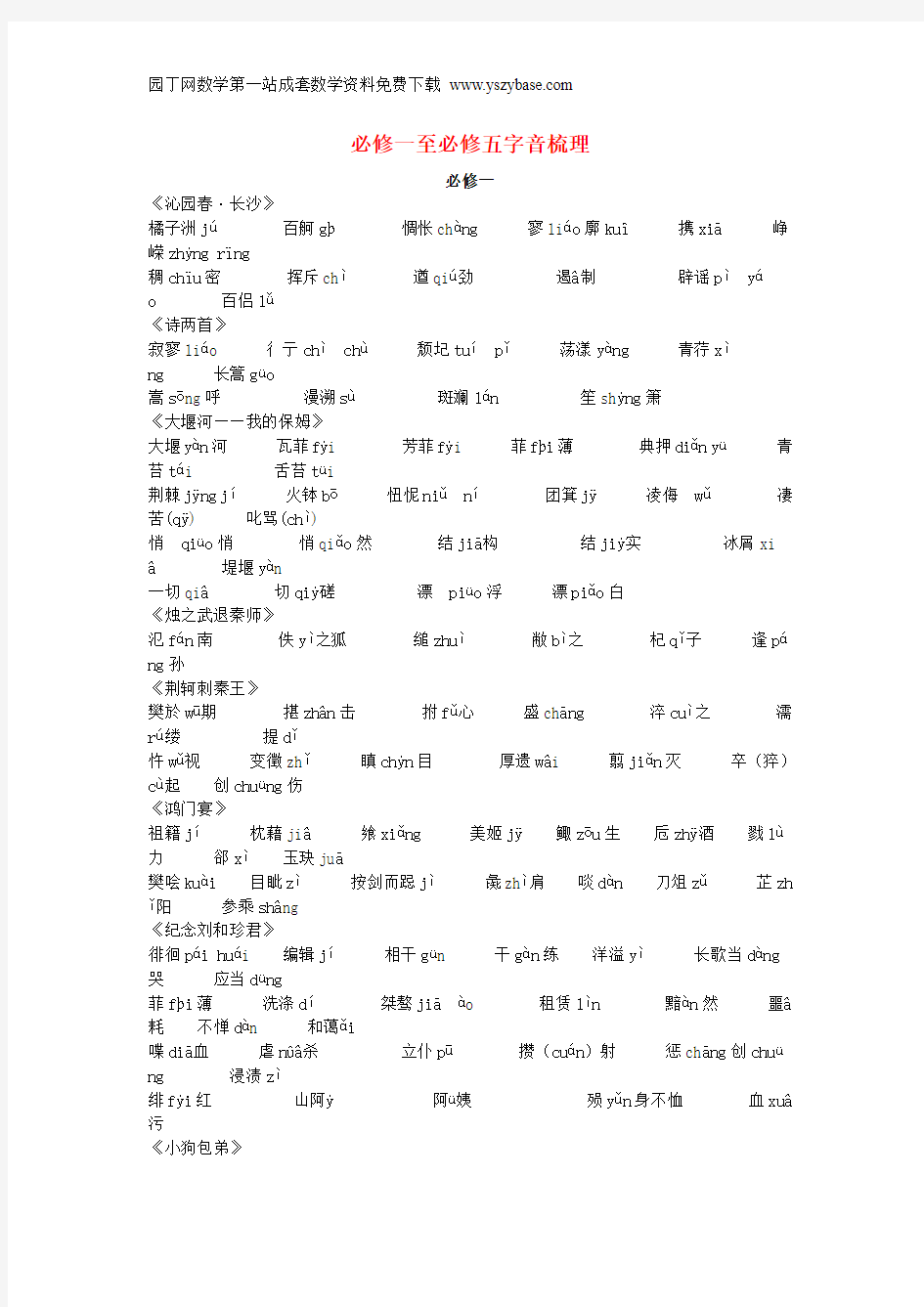 江西省赣州市信丰县信丰中学2015届高考语文一轮复习 字音梳理