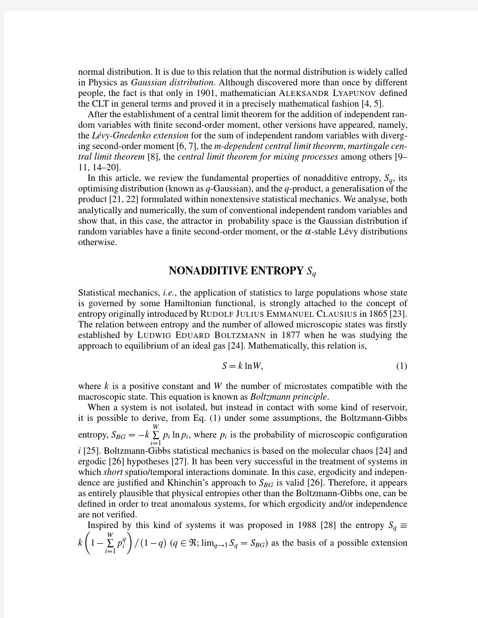 Nonextensive statistical mechanics and central limit theorems I - Convolution of independen