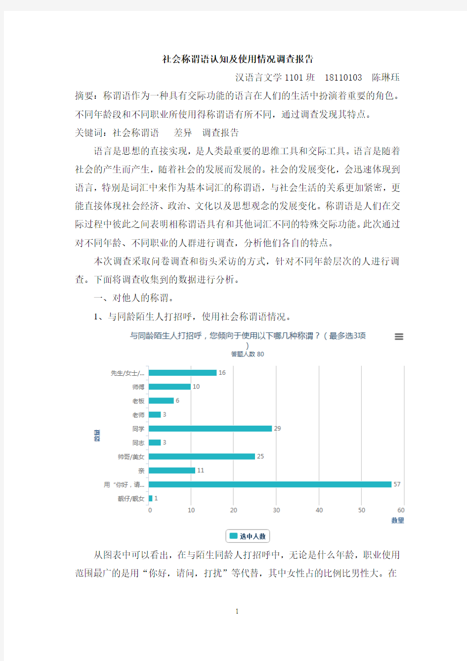 社会称谓语认知及使用情况调查报告