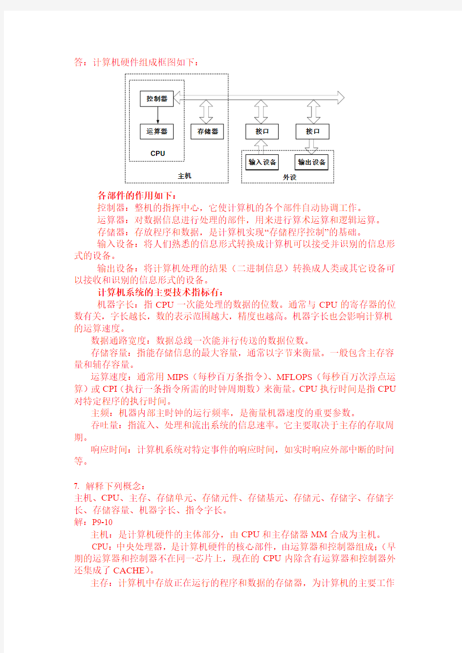 计算机组成原理作业1-10章答案(唐朔飞)