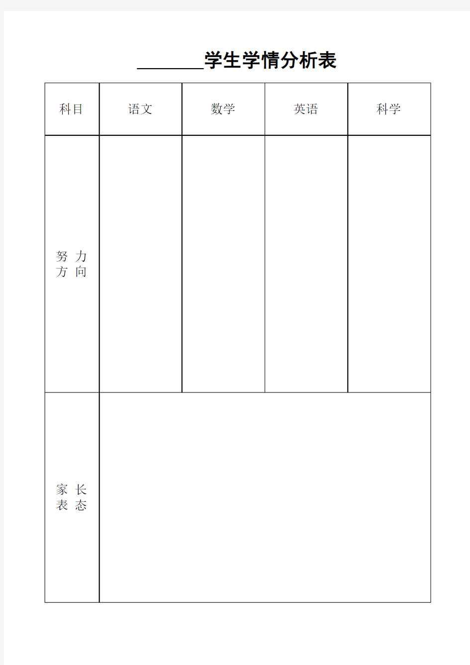 学生学情分析表