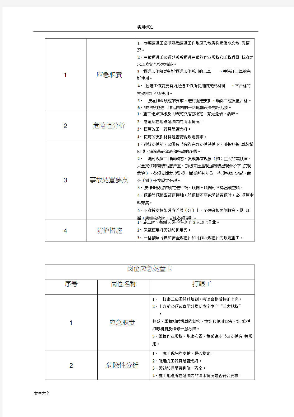 煤矿岗位应急处置卡(20201229182210)