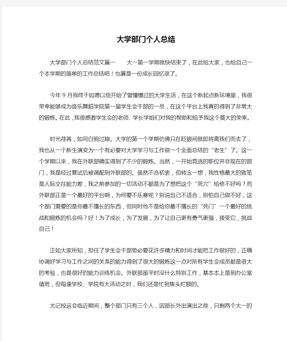 大学部门个人总结