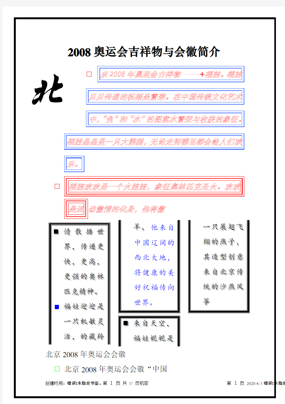 2008奥运会吉祥物与会徽简介