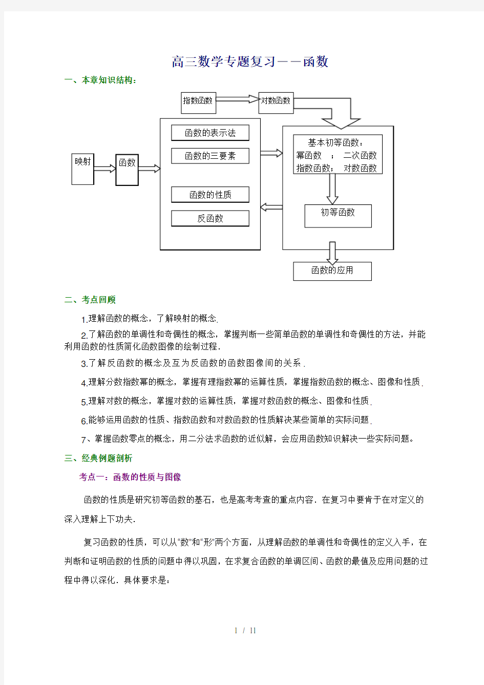 精品-高三数学专题复习教案--函数