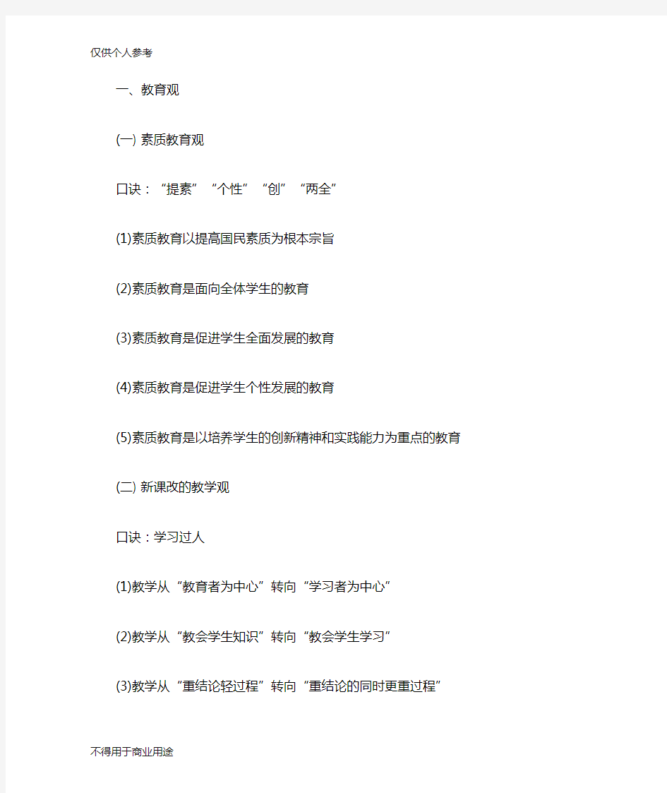 教师综合素质记忆口诀