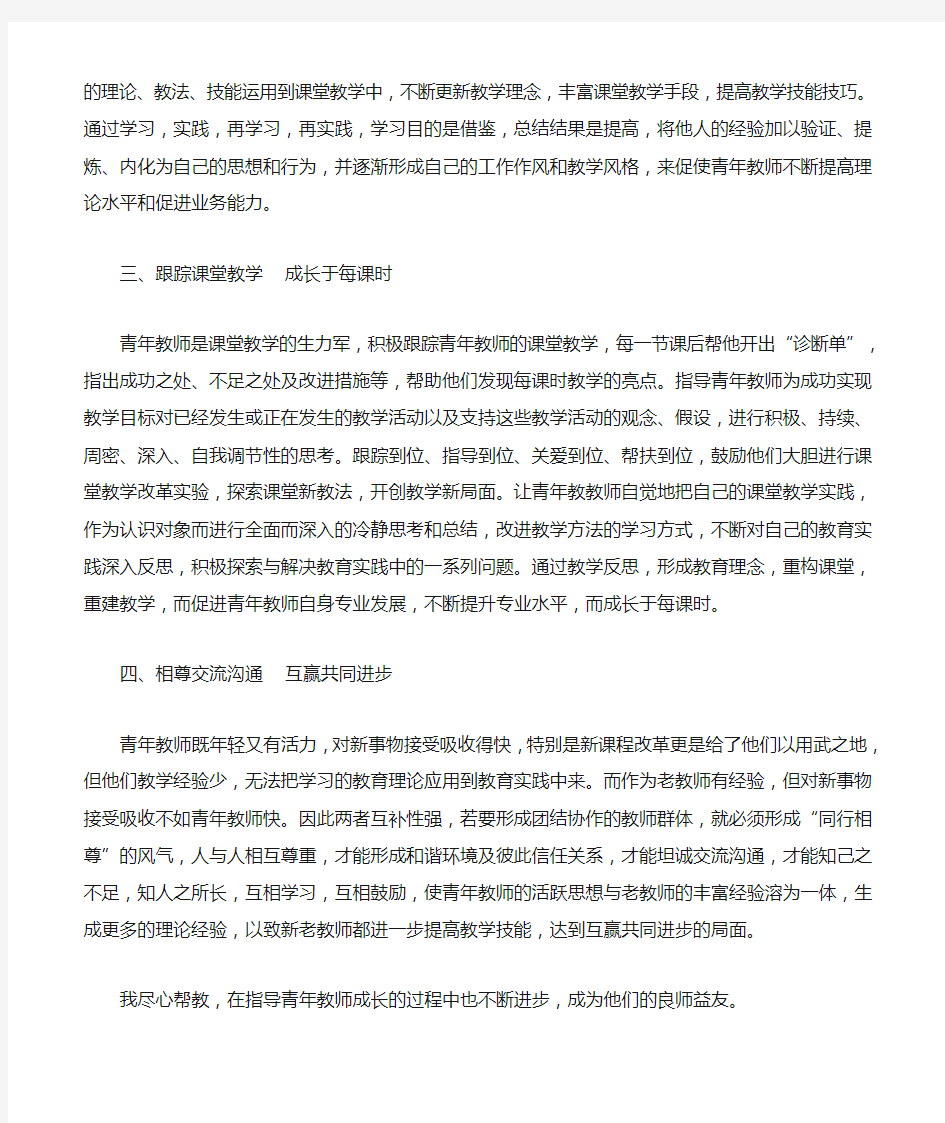 指导青年教师工作总结