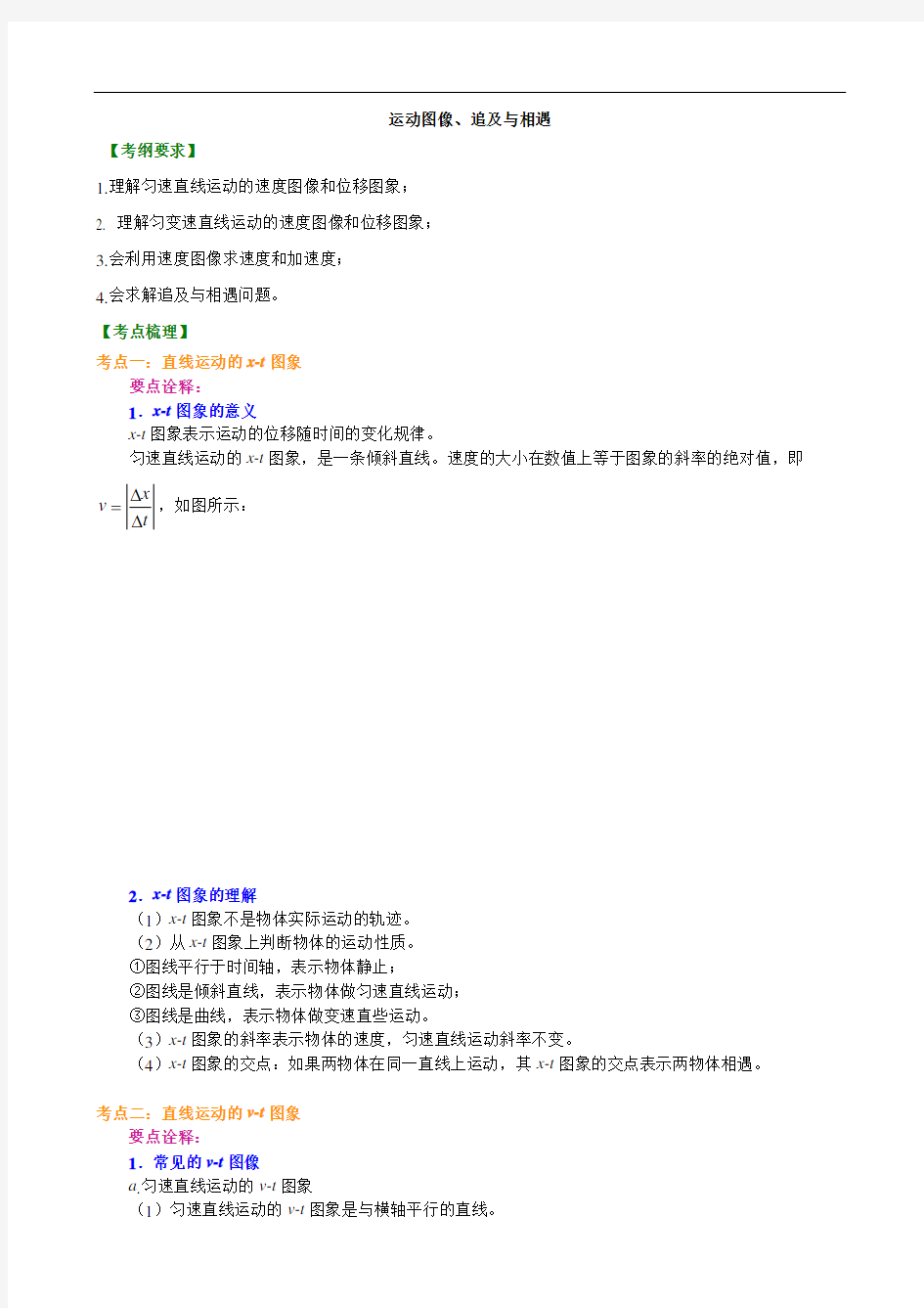 知识讲解 运动图像、追及与相遇 基础