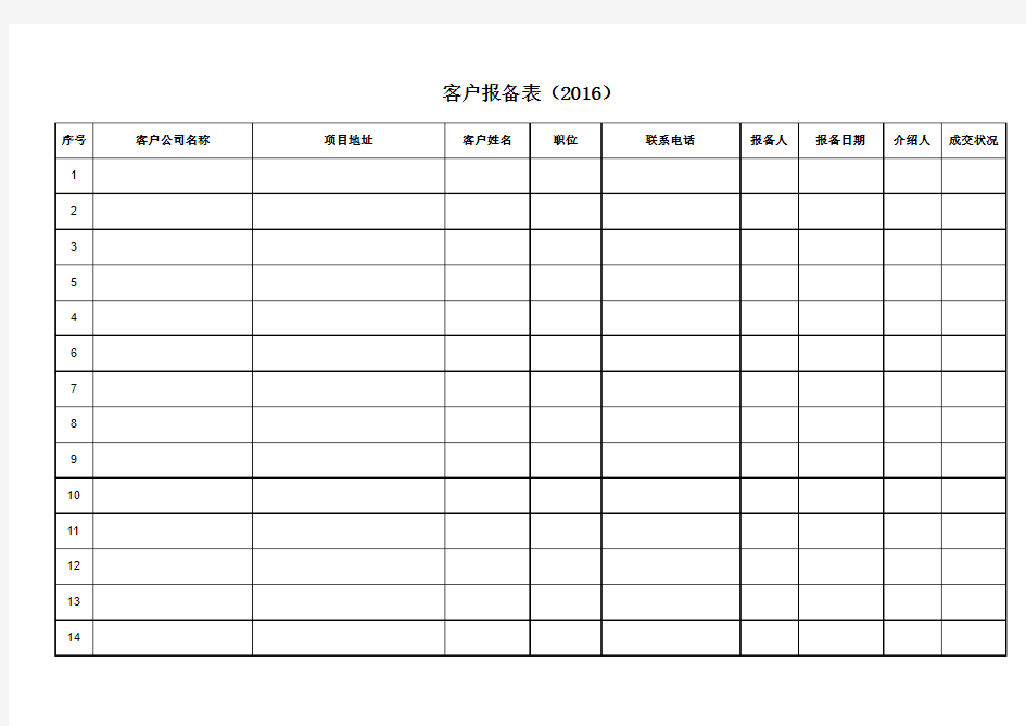 客户报备表