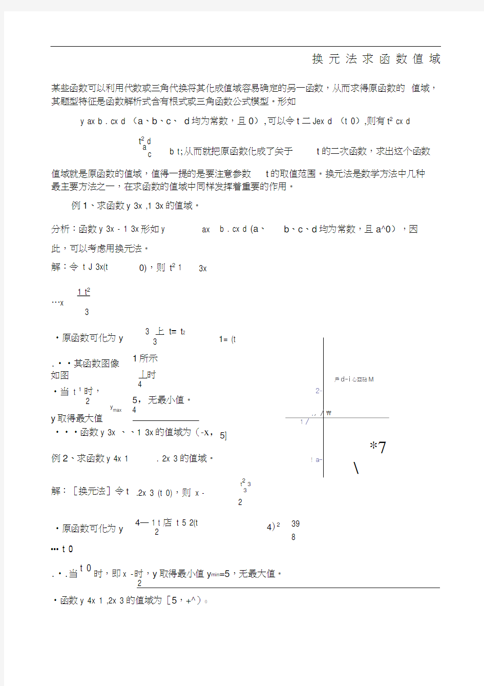 换元法求函数值域