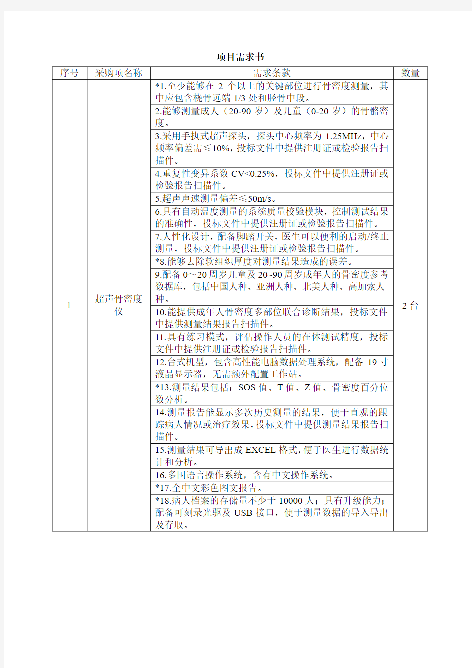 骨密度仪参数