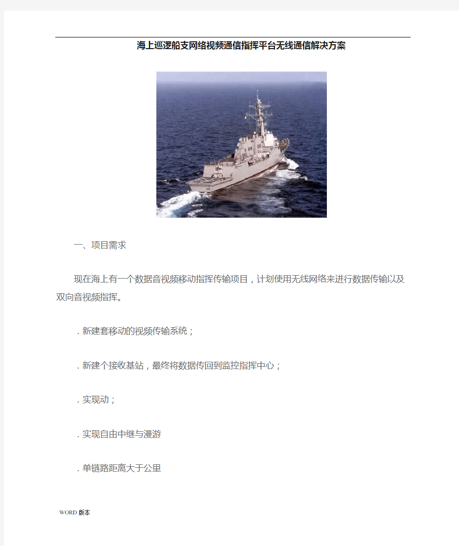 海上巡逻船支IP网络视频通信指挥平台无线通信解决方案