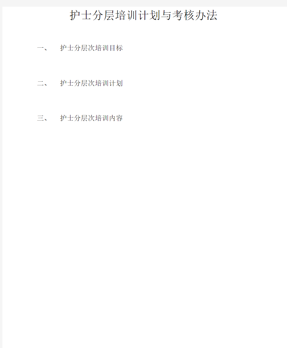 护士分层培训计划