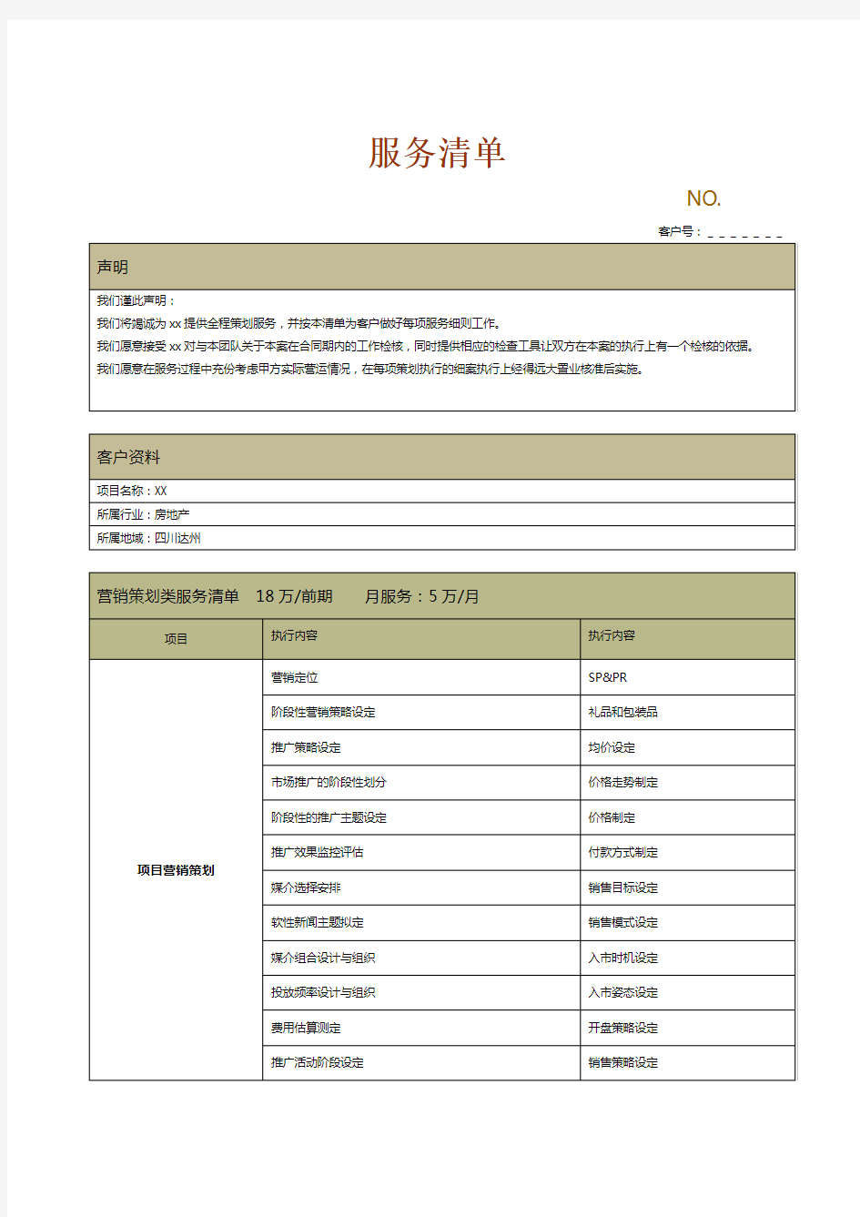 (完整版)营销策划服务清单