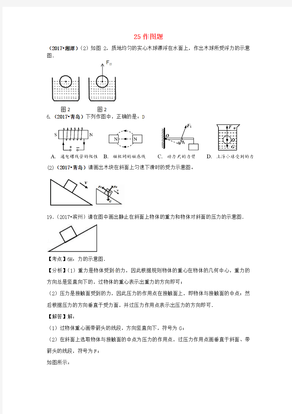 作图题-中考物理真题专题分类汇编