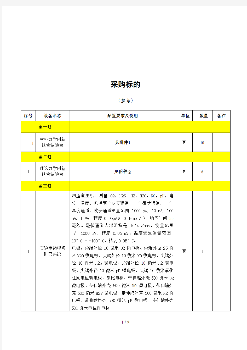 采购标的参考资料(doc 9页)