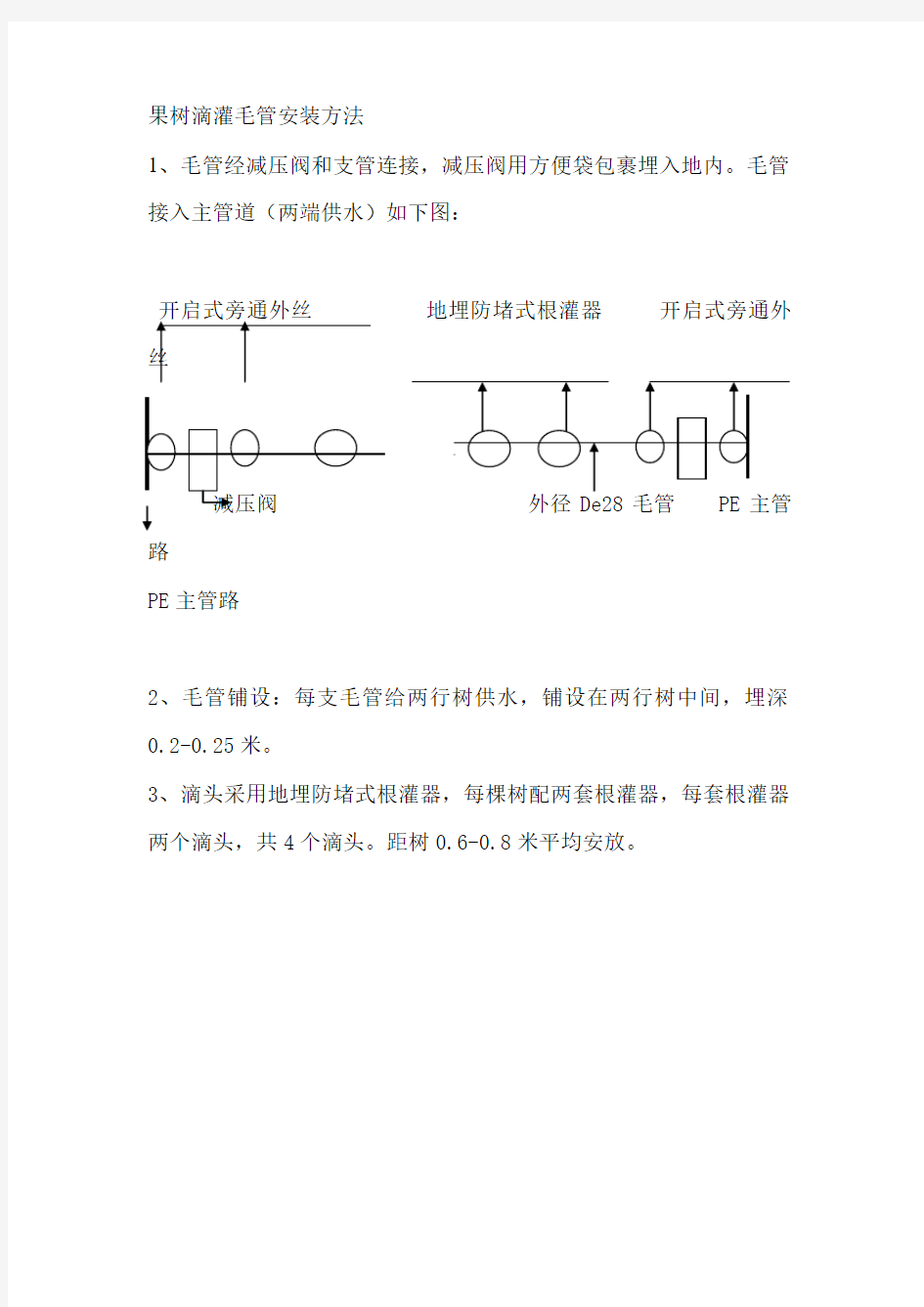 果树滴灌毛管安装方法