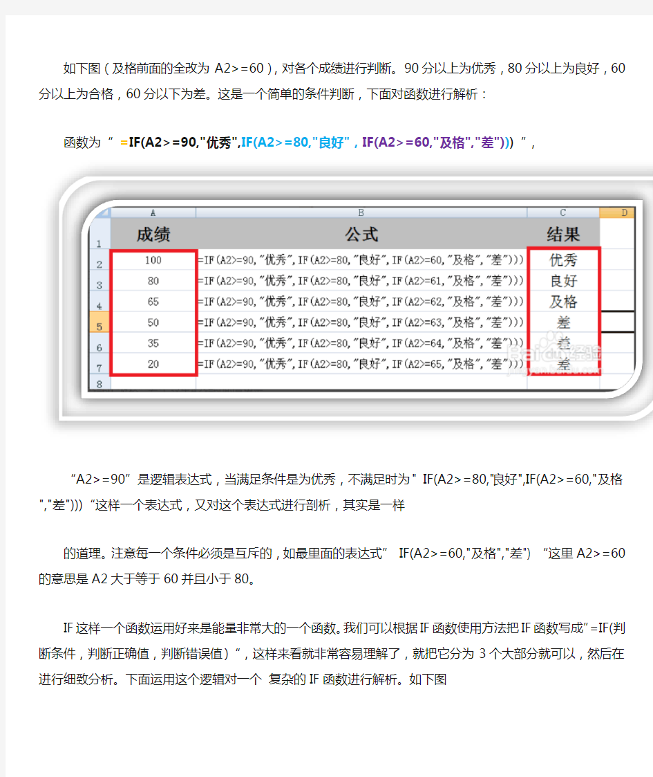 Excel中IF函数嵌套详解