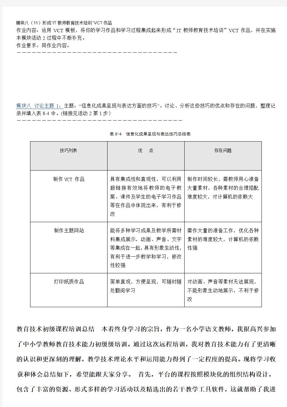 模块八(10)完成IT教师教育技术培训思维导图